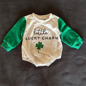 Little Lucky Charm Green & White Baby One-Piece
